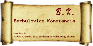Barbulovics Konstancia névjegykártya